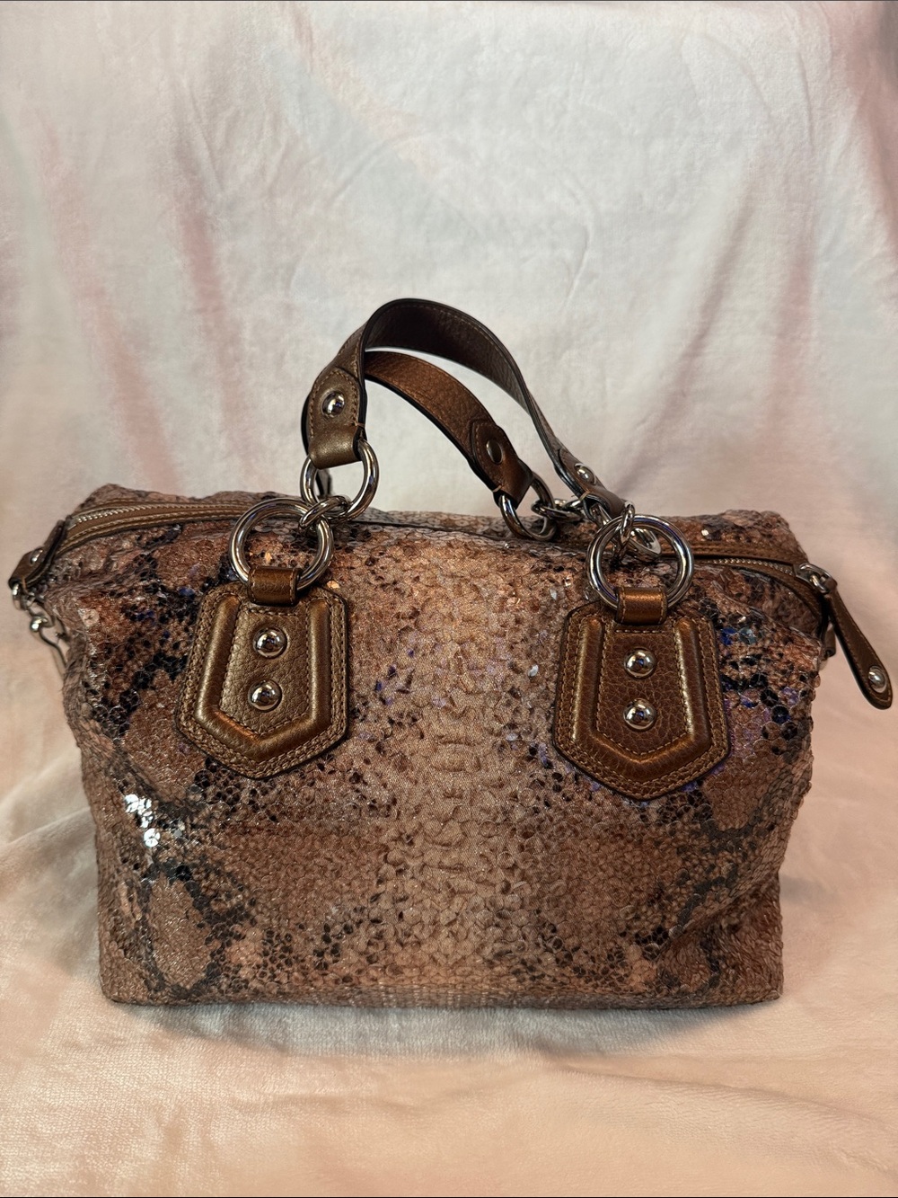 Coach Madison Sequin Python Handbag - Picture 7 of 12
